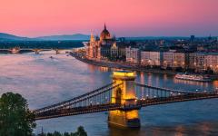 Panorama of bridge in Budapest, Hungary
