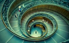 Spiral staircase in the Vatican Museum, Italy.