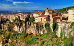 spain view of cuenca town on cliff rocks