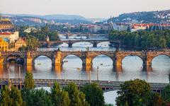 View of bridges in Prague, Czech Republic.