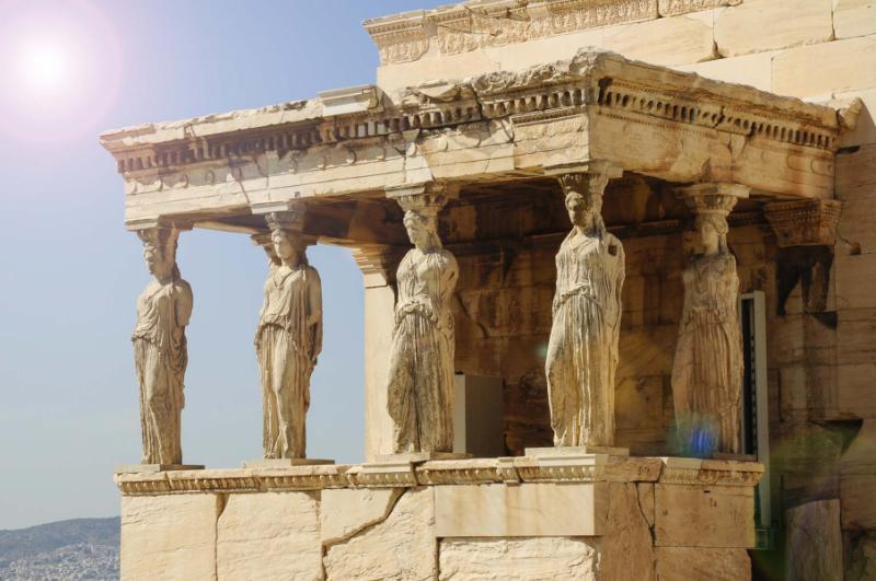 Figures of the Caryatid Porch of the Erechtheion on the Acropolis. Athens, Greece. Credit: Shutterstock.