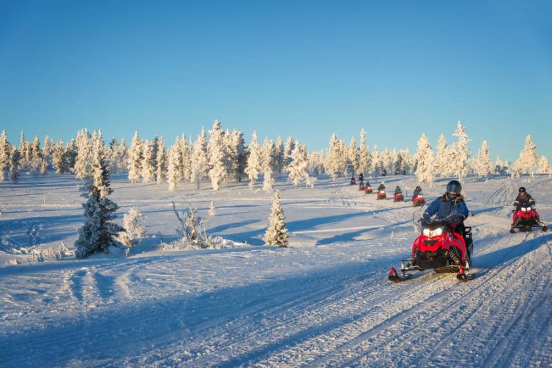 Snowmobile safari in Lapland.