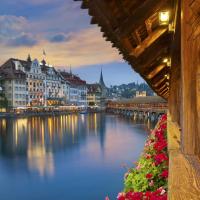 Twilight hour in Lucerne, Switzerland.