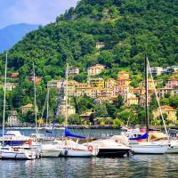 Yachts moored on Lake Garda, Italy. 